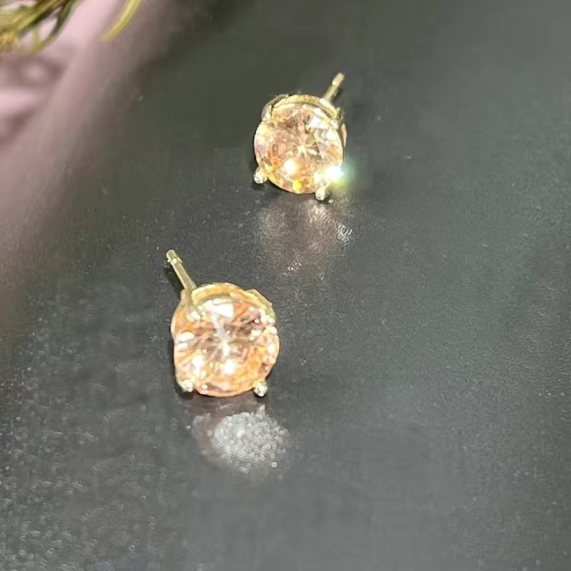 Champagne Moissanite  14k Yellow Gold Vermeil